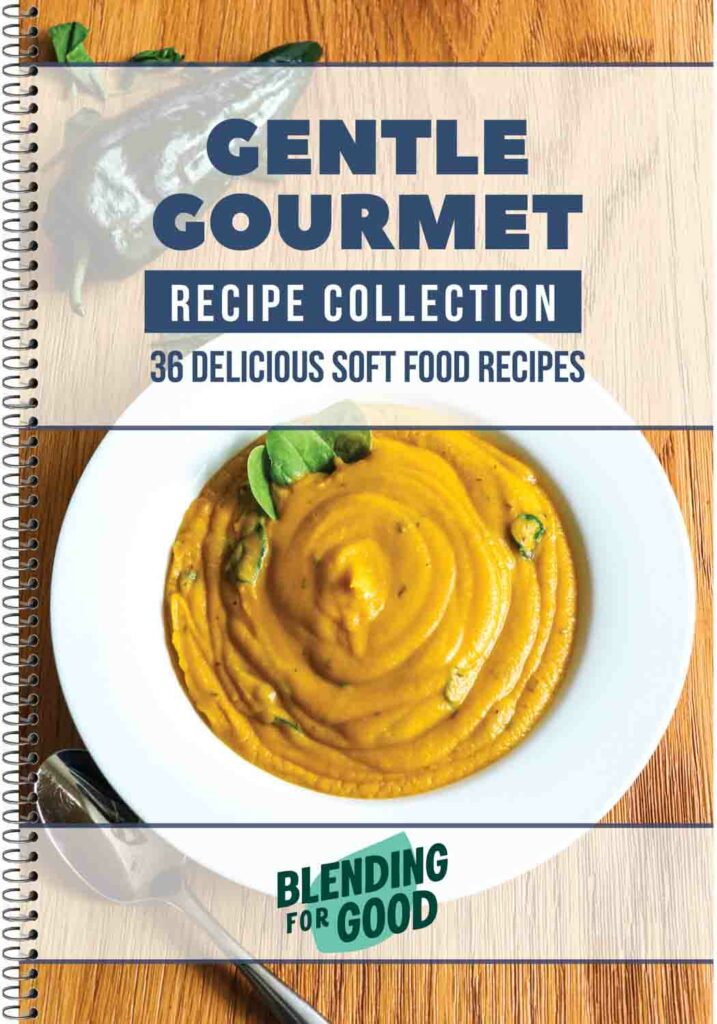 Gentle Gourmet soft food recipe collection booklet with 36 recipes.