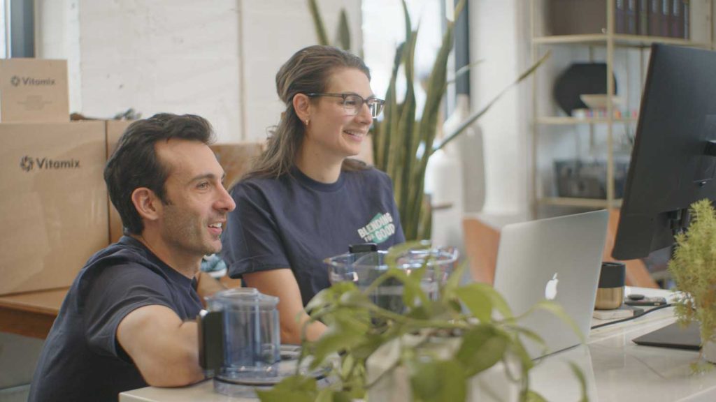 Shalva and Lenny Gale writing the Blending For Good newsletter together.